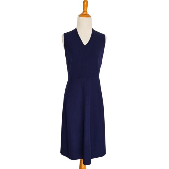 MM LaFleur Annie Navy Sheath Dress V Neck Sleeveless Classic Washable Women 4 - Picture 2 of 12